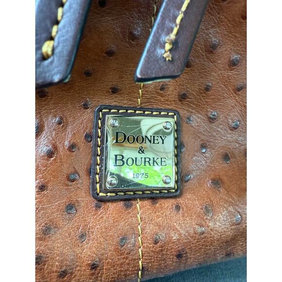 Dooney and Bourke ostrich, leather cognac zip pocket purse crossbody - Picture 5 of 9